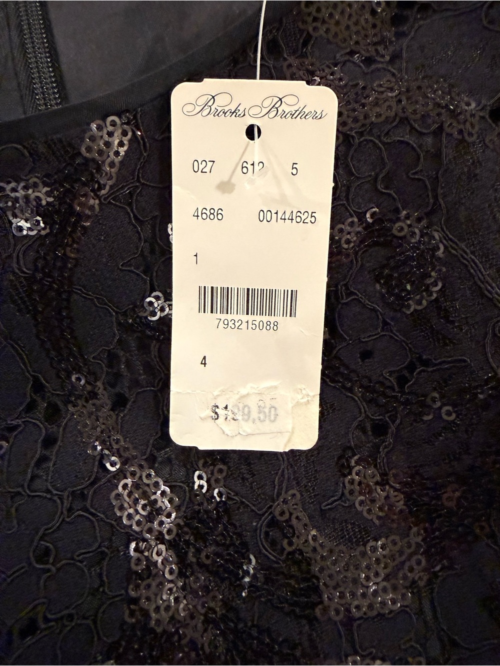 NWT Brooks Brothers Stunning Black Laced Sequined Cocktail Dress Size 4 - Picture 8 of 8